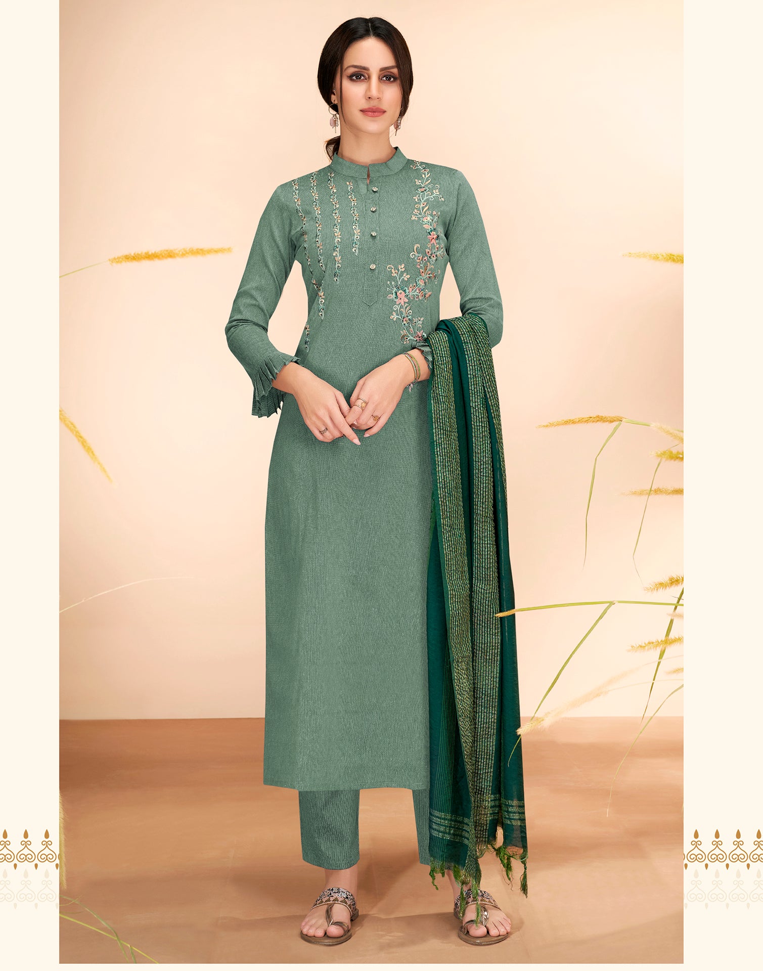 Tahira Viscose Chikankari Kurti - Sea Green Ombré – Ruup By Jyoti Fashion